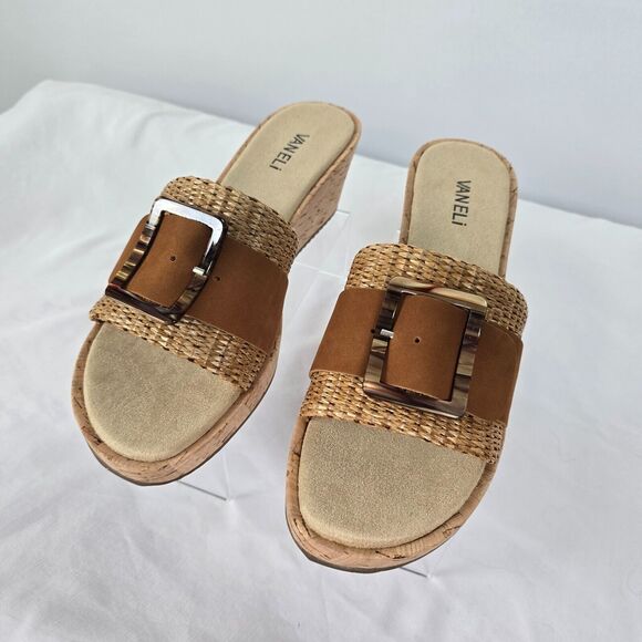 Vaneli Wedge Shoes Women's 10 M Cattee Tan Straw NIB - Picture 1 of 16